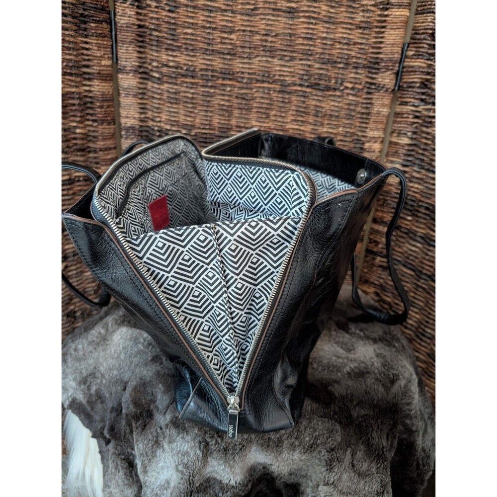 Hobo International Morena Black Leather Shoulder Bag Laptop Tote Y2K Minimalist - Picture 14 of 16
